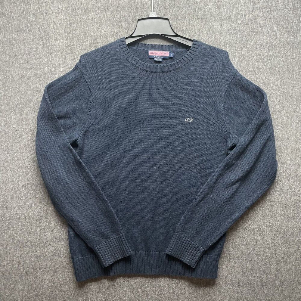 Vineyard Vines Sweater Mens Small Navy Blue Crew Neck Long Sleeve Whale Logo